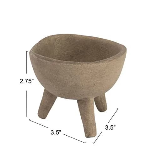 Creative Co-Op Round Terra-cotta Bowl with 3-Legs and Distressed Finish, Cream | Rustic Indoor/Outdoor Decor thumbnail 2