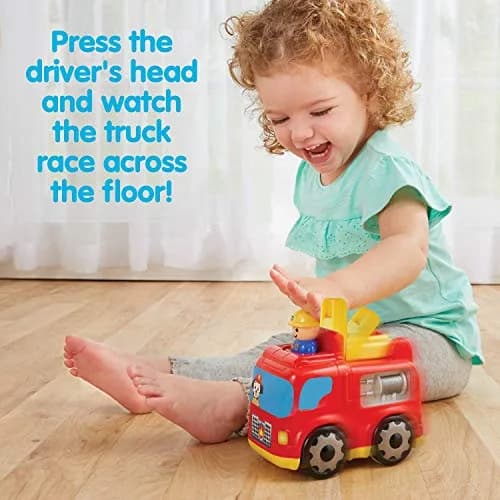 Kidoozie Press 'N Zoom Fire Engine - Push & Go Vehicle Toy for Toddlers | Bright, Safe & Educational (70-120 chars) thumbnail 4