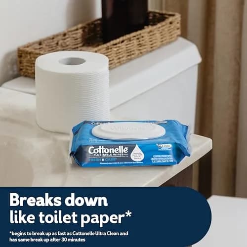 Cottonelle Fresh Care Flushable Wet Wipes, Fresh Feel, 42 Wipes Per Pack (8 Packs Total, 336 Wipes) | Gentle Skin Care thumbnail 6