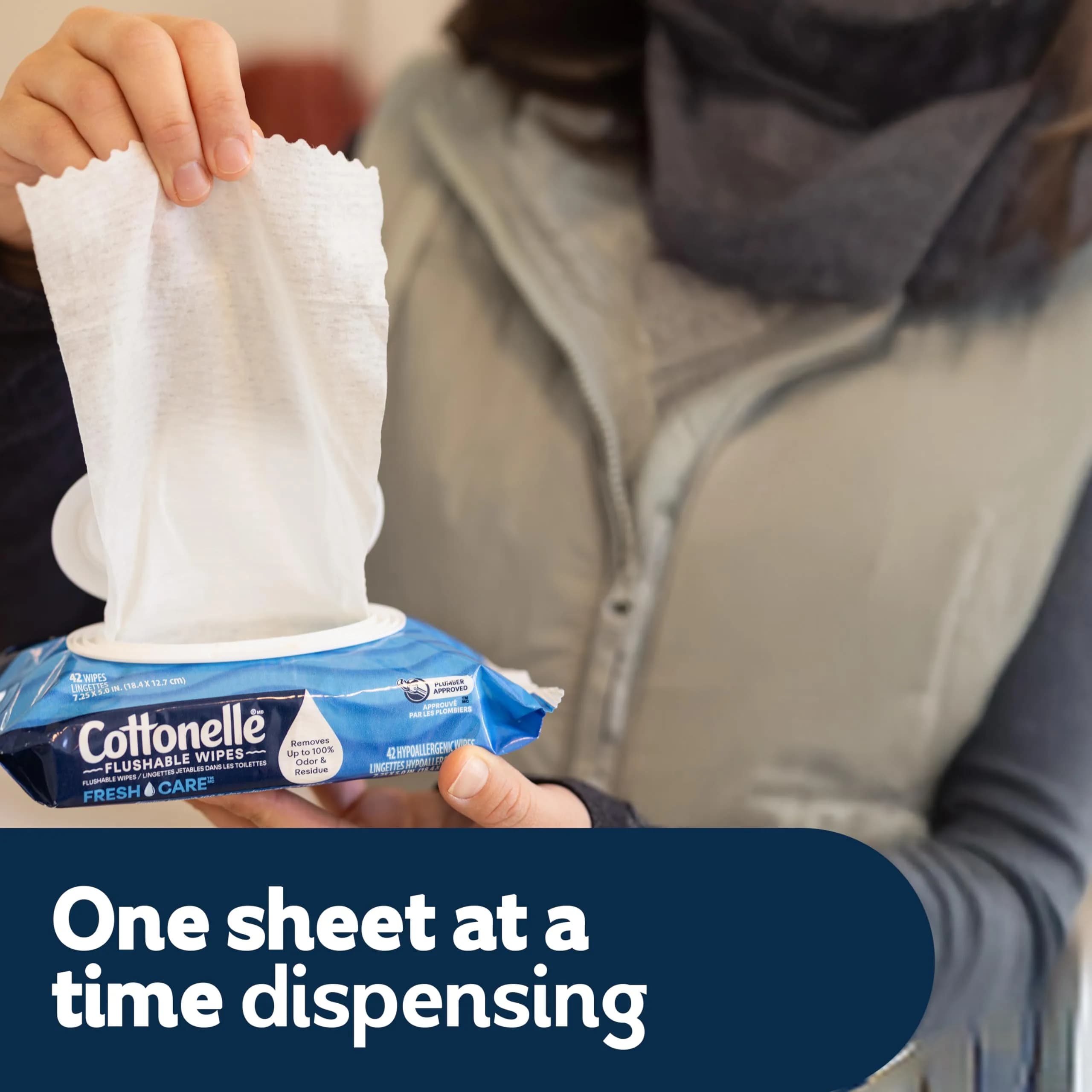 Cottonelle Fresh Care Flushable Wet Wipes, Fresh Feel, 42 Wipes Per Pack (8 Packs Total, 336 Wipes) | Gentle Skin Care - view 8