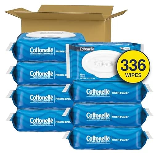 Cottonelle Fresh Care Flushable Wet Wipes, Fresh Feel, 42 Wipes Per Pack (8 Packs Total, 336 Wipes) | Gentle Skin Care thumbnail 2