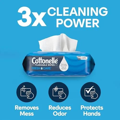 Cottonelle Fresh Care Flushable Wet Wipes, Fresh Feel, 42 Wipes Per Pack (8 Packs Total, 336 Wipes) | Gentle Skin Care thumbnail 3