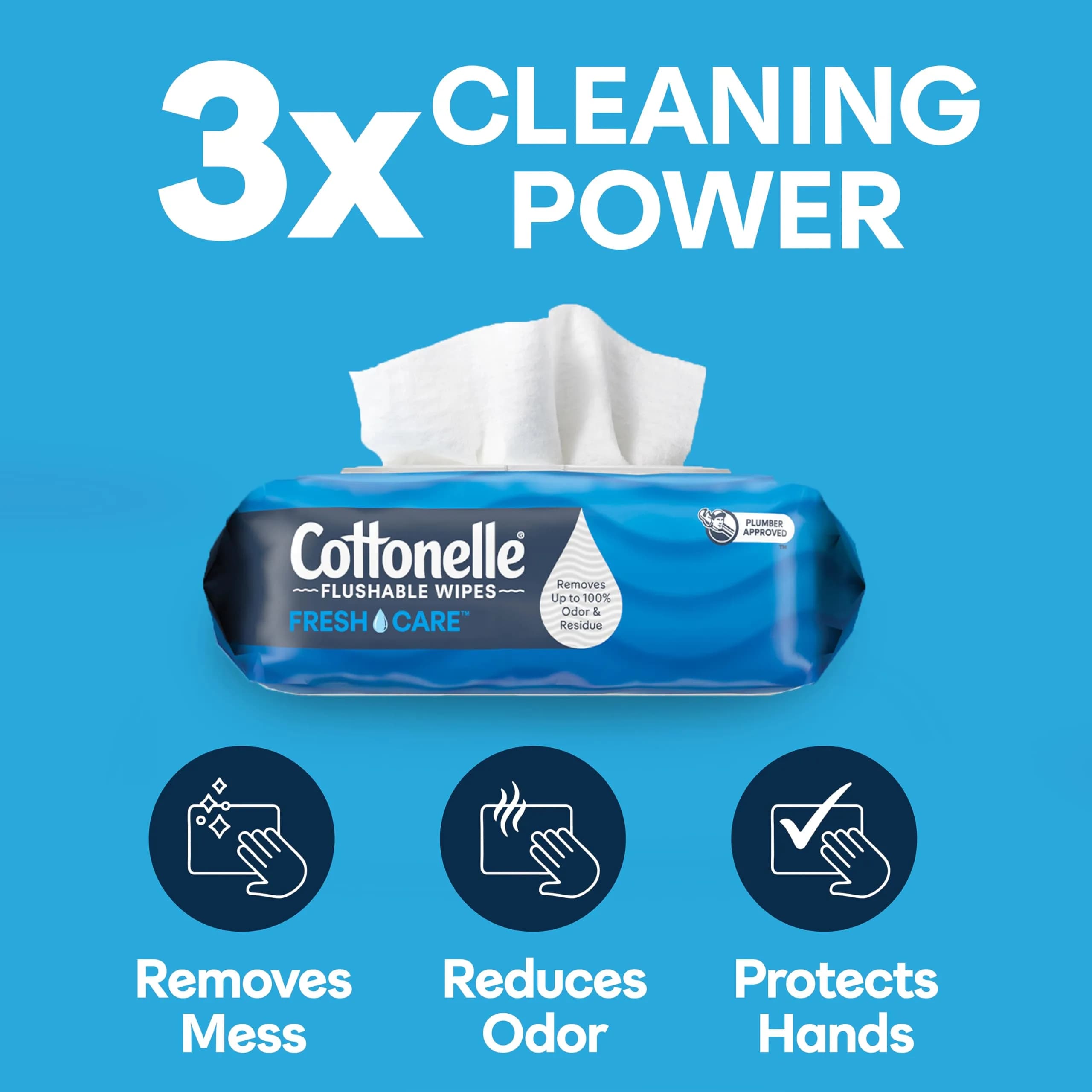 Cottonelle Fresh Care Flushable Wet Wipes, Fresh Feel, 42 Wipes Per Pack (8 Packs Total, 336 Wipes) | Gentle Skin Care - view 3