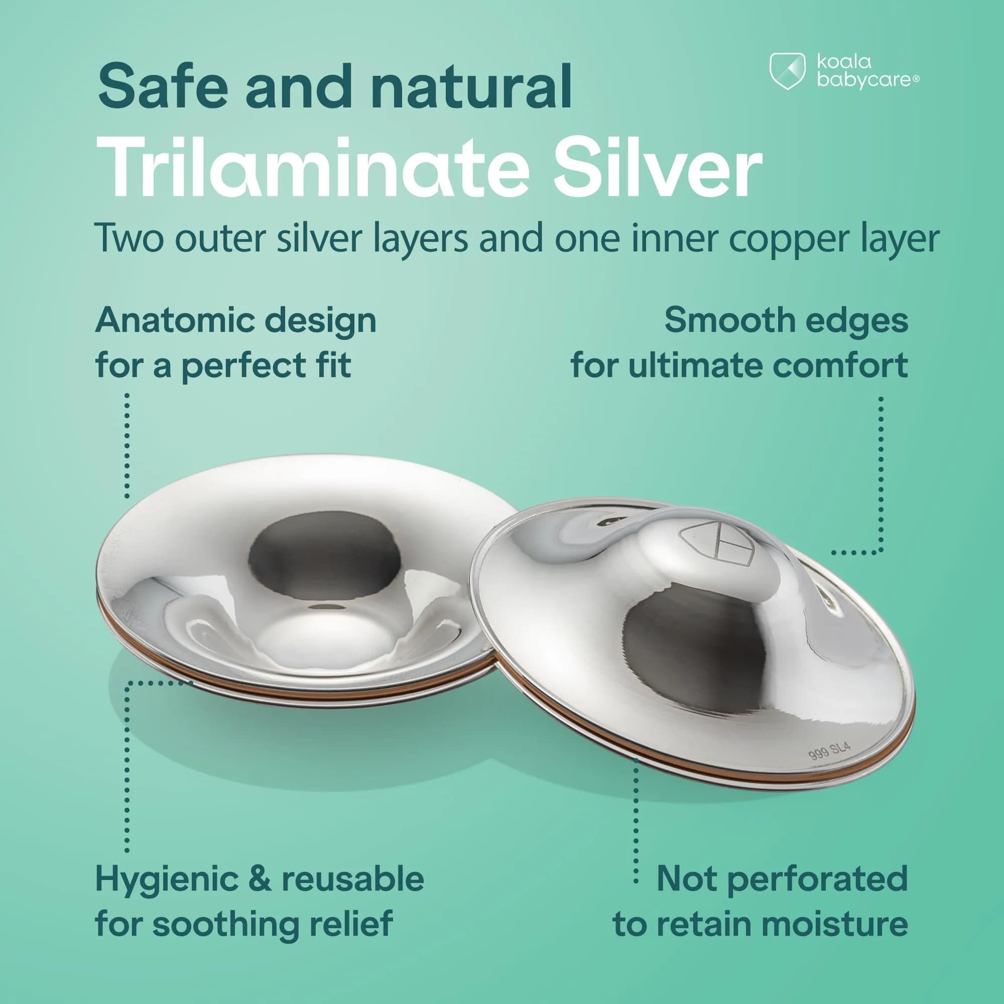 Koala Babycare Original Nursing Cups - Trilaminate Silver | Standard Size for Breastfeeding Relief - view 5