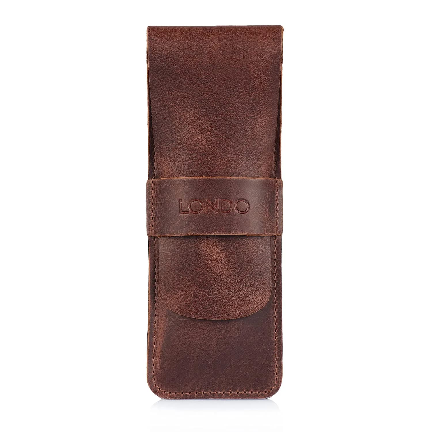 Londo Genuine Leather Pen and Pencil Case with Tuck in Flap | Classic Desk Organizer - main product image