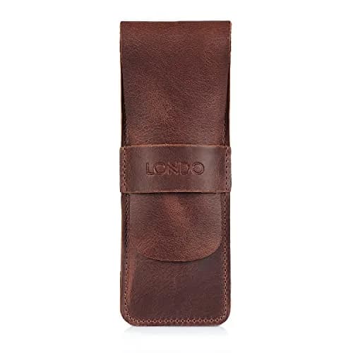 Londo Genuine Leather Pen and Pencil Case with Tuck in Flap | Classic Desk Organizer thumbnail 1