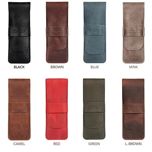Londo Genuine Leather Pen and Pencil Case with Tuck in Flap | Classic Desk Organizer thumbnail 5