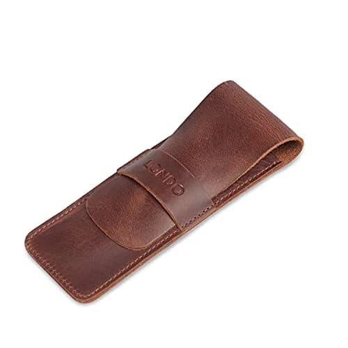 Londo Genuine Leather Pen and Pencil Case with Tuck in Flap | Classic Desk Organizer thumbnail 6