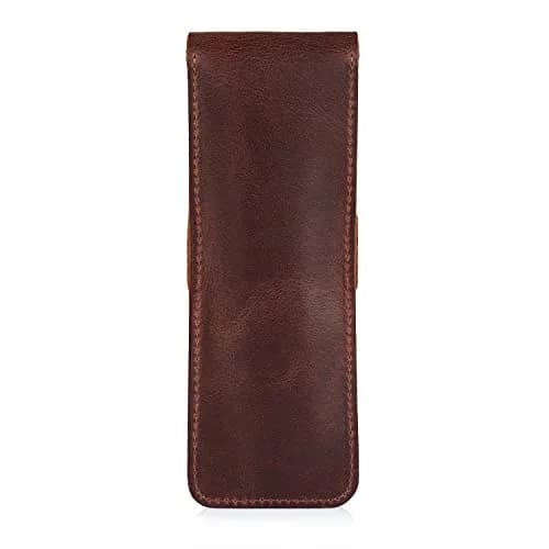 Londo Genuine Leather Pen and Pencil Case with Tuck in Flap | Classic Desk Organizer thumbnail 7