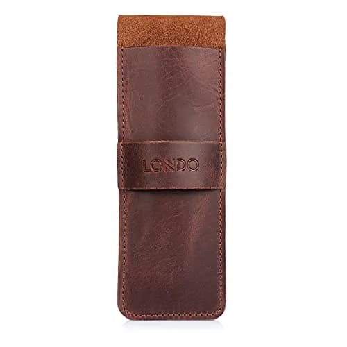 Londo Genuine Leather Pen and Pencil Case with Tuck in Flap | Classic Desk Organizer thumbnail 8