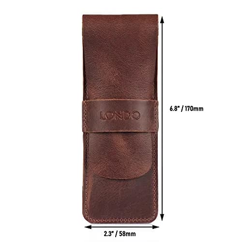 Londo Genuine Leather Pen and Pencil Case with Tuck in Flap | Classic Desk Organizer thumbnail 3