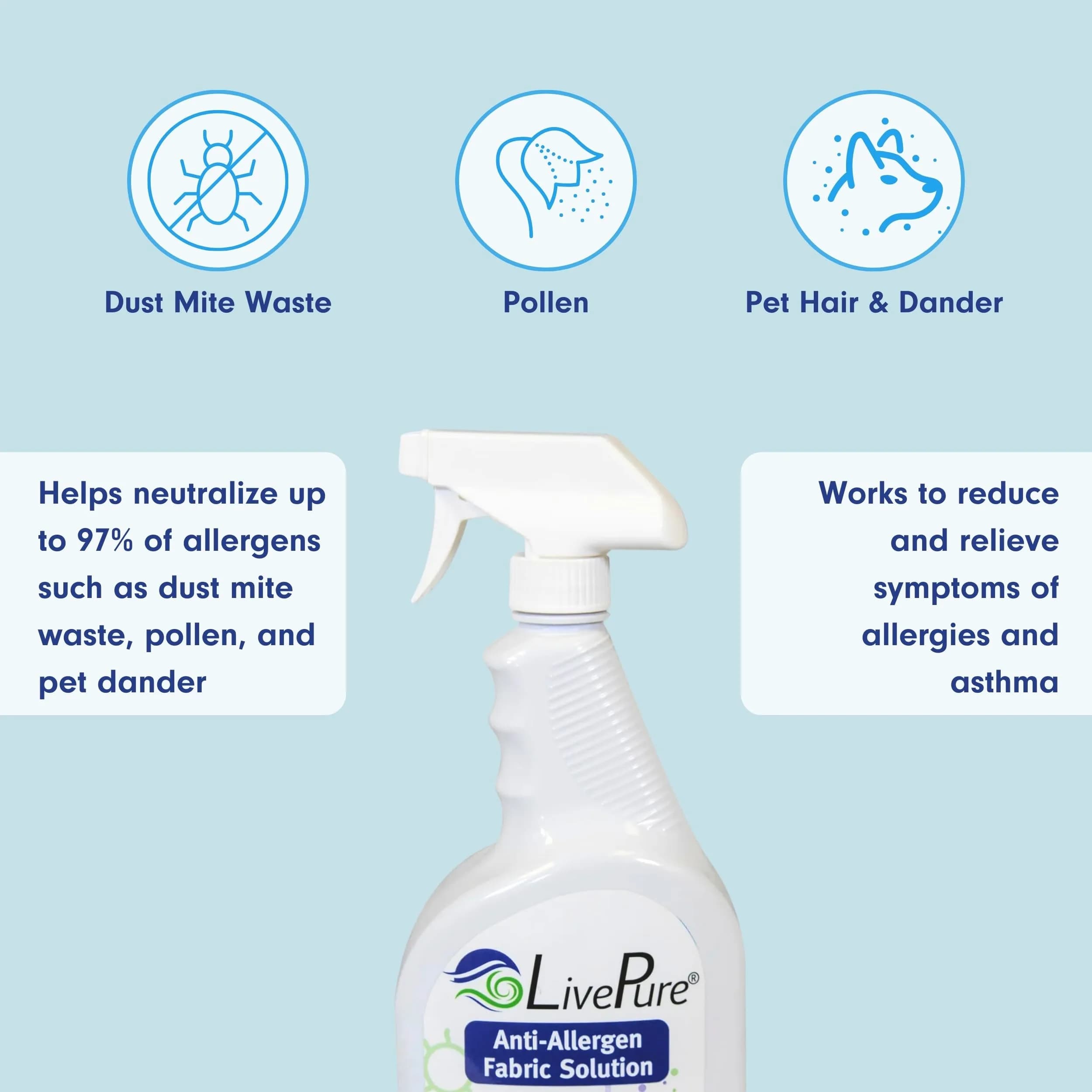 LivePure Anti-Allergen Fabric Spray 946ml (32 Fl Oz) | Neutralizes 97% of Allergens - view 2
