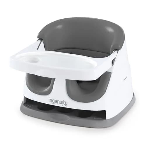 Ingenuity Baby Base 2-in-1 Booster Feeding and Floor Seat with Self-Storing Tray - Slate | 43.8cm x 38.7cm x 29.8cm thumbnail 1