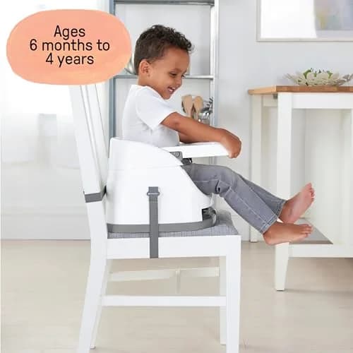Ingenuity Baby Base 2-in-1 Booster Feeding and Floor Seat with Self-Storing Tray - Slate | 43.8cm x 38.7cm x 29.8cm thumbnail 7