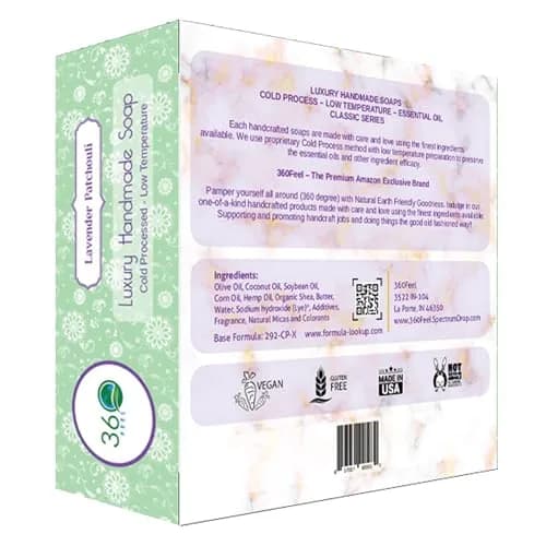 360Feel Lavender Patchouli Castile Soap - Handmade in USA - All-Natural, Cold-Processed, 5 oz | Deep Hydration & Relaxation thumbnail 8