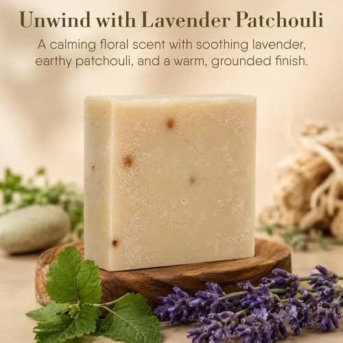 360Feel Lavender Patchouli Castile Soap - Handmade in USA - All-Natural, Cold-Processed, 5 oz | Deep Hydration & Relaxation thumbnail 3