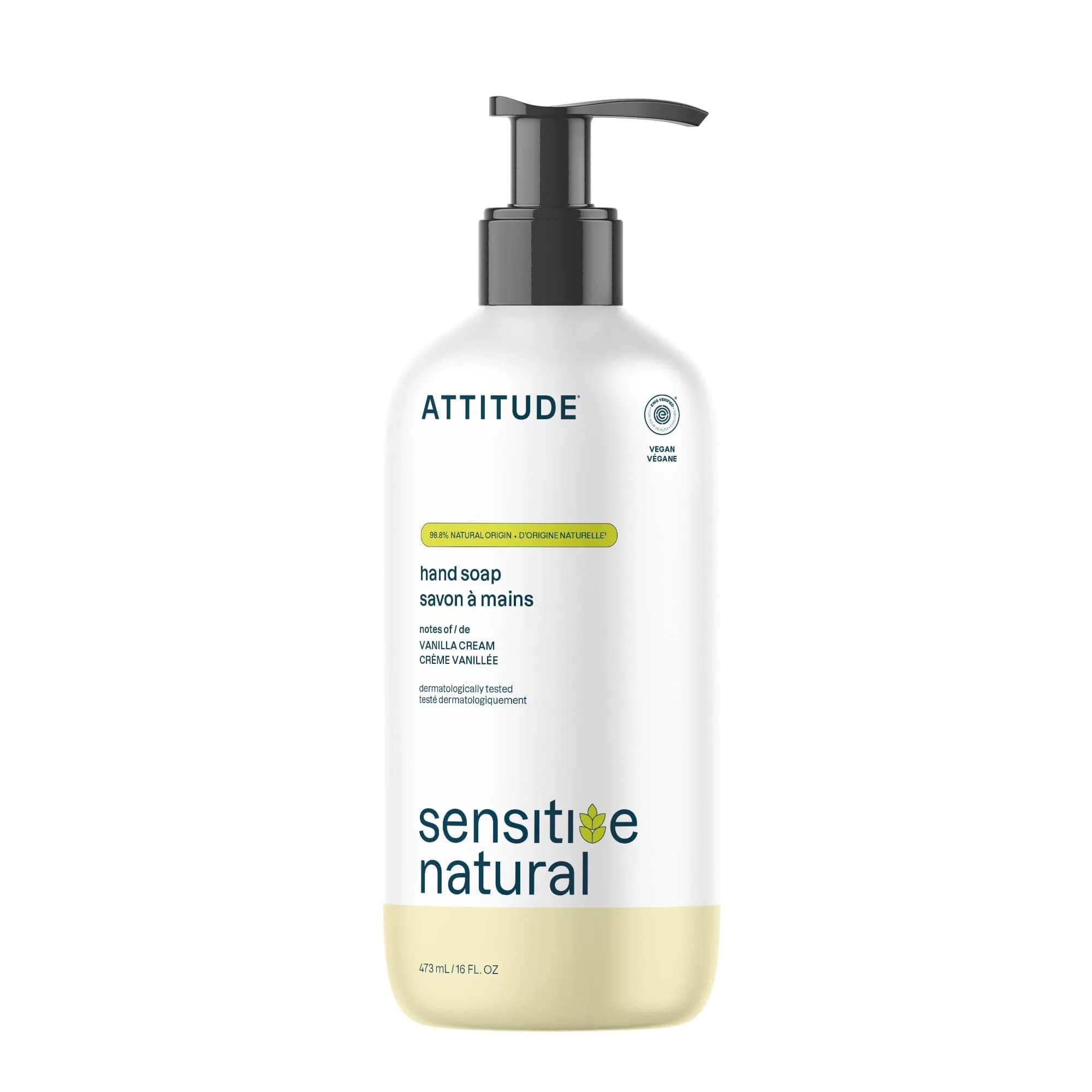 ATTITUDE Sensitive Skin Hand Soap with Oat & Argan Oil, EWG Verified, 473ml (16 Fl Oz) | Gentle Cleansing for Dry Skin - main product image