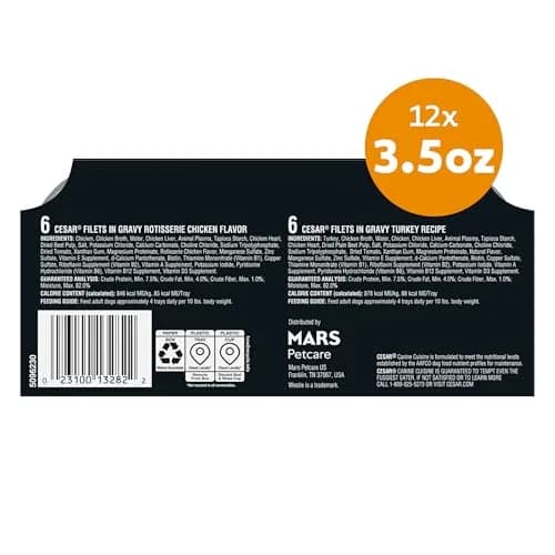 Cesar Filets in Gravy Wet Dog Food Poultry Mix 3.5 oz | Made in USA with Natural Ingredients thumbnail 8