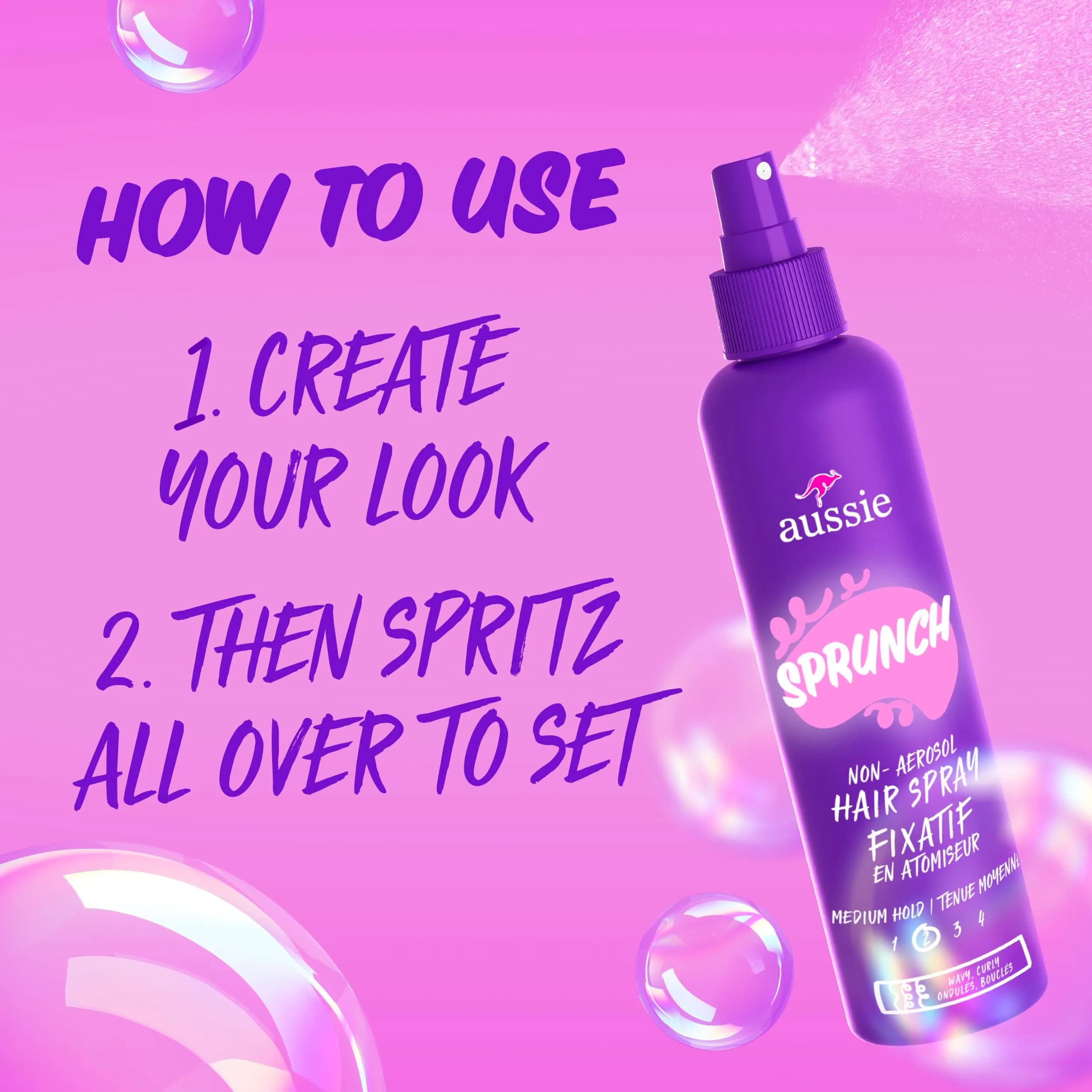 Aussie Sprunch Non-Aerosol Hairspray for Curly Hair 250ml (8.5 Fl Oz) Pack of 3 | Strong Hold with Jojoba Oil & Sea Kelp - view 5