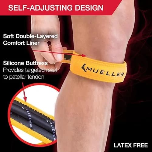 MUELLER Jumper's Knee Support Strap Gold | Targeted Compression for Pain Relief (70-120 chars) thumbnail 4