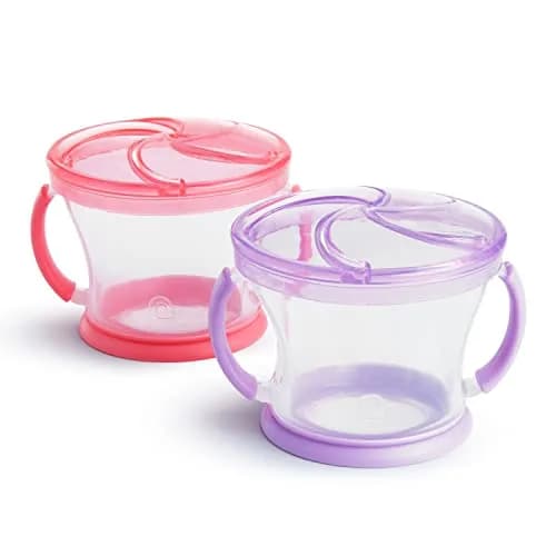 Munchkin Snack Catcher Toddler Snack Cups No Spill 2 Pack Pink/Purple | Mess-Free, BPA-Free, Travel-Friendly thumbnail 1