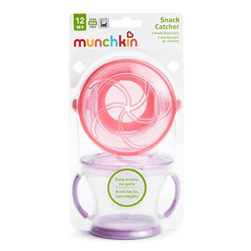 Munchkin Snack Catcher Toddler Snack Cups No Spill 2 Pack Pink/Purple | Mess-Free, BPA-Free, Travel-Friendly thumbnail 5