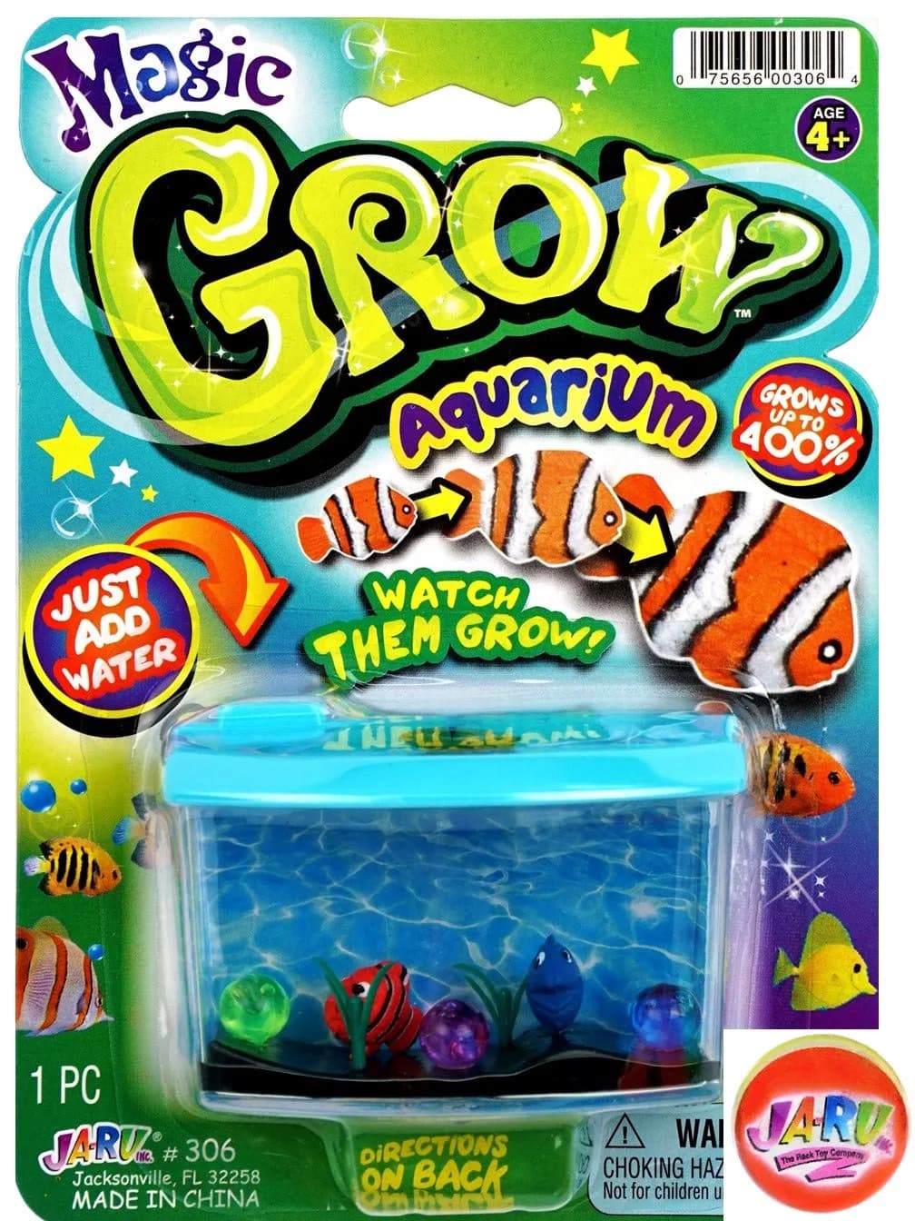 JA-RU Magic Grow Aquarium Water Growing Toys 1 Pack | Fish Expand Up to 5x in Days — Assorted