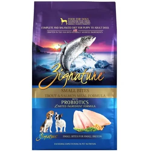 Zignature Trout & Salmon Limited Ingredient Formula Small Bites Dry Dog Food 12.5lb | Supports Digestive & Coat Health thumbnail 1