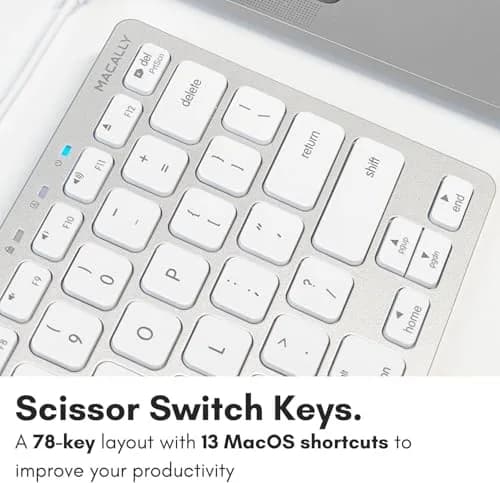 Macally SLIMKEYCA Wired Compact Keyboard - 78 Scissor Switch Keys - USB Mini Keyboard - Silver Aluminum thumbnail 4