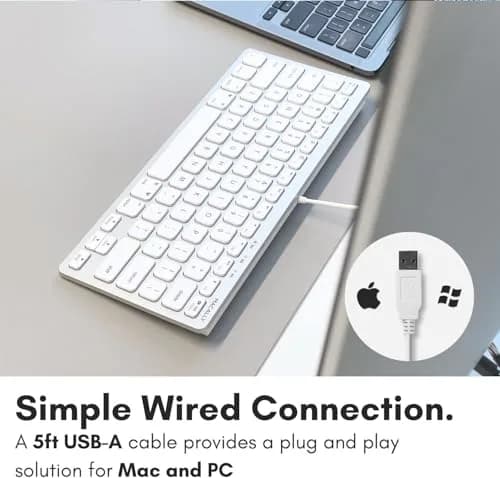 Macally SLIMKEYCA Wired Compact Keyboard - 78 Scissor Switch Keys - USB Mini Keyboard - Silver Aluminum thumbnail 5