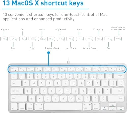 Macally SLIMKEYCA Wired Compact Keyboard - 78 Scissor Switch Keys - USB Mini Keyboard - Silver Aluminum thumbnail 8