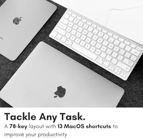 Macally SLIMKEYCA Wired Compact Keyboard - 78 Scissor Switch Keys - USB Mini Keyboard - Silver Aluminum thumbnail 2