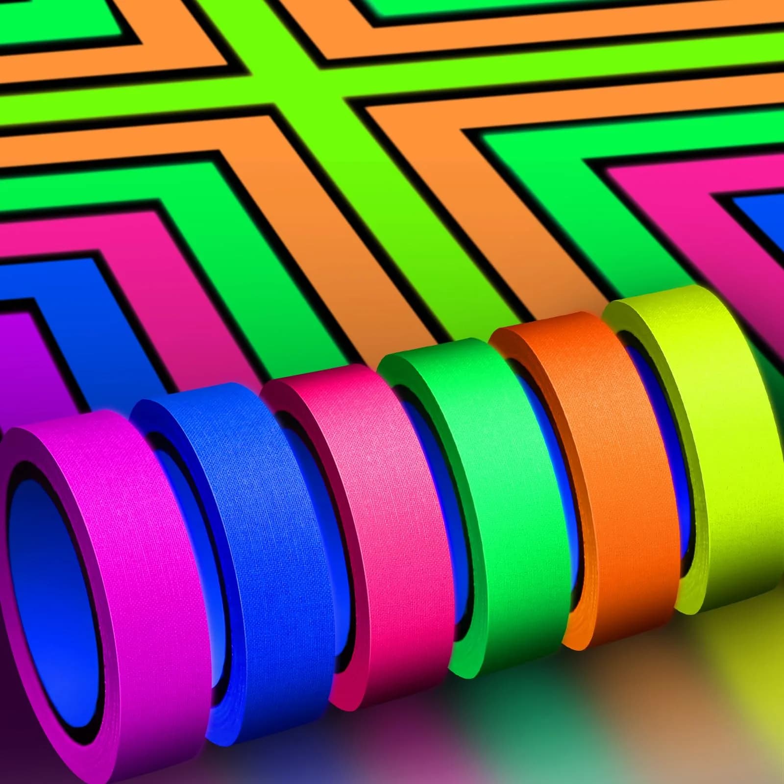 Whaline Neon Gaffer Cloth Tape 0.6 inch | UV Fluorescent UV Blacklight Tape for UV Party