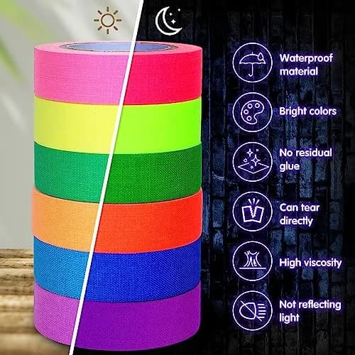 Whaline Neon Gaffer Cloth Tape 0.6 inch | UV Fluorescent UV Blacklight Tape for UV Party thumbnail 3