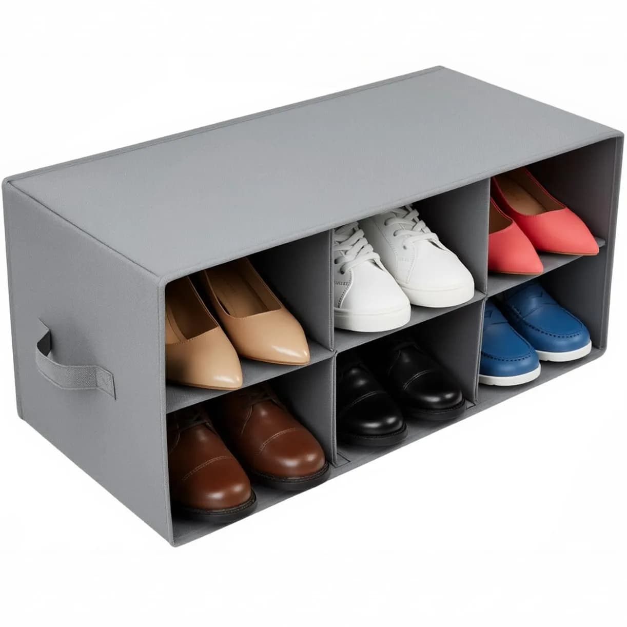 Sorbus Foldable 6-Section Shoe Cubby Organizer 63.5cm L x 25.4cm W x 26.7cm H | Holds 6 Pairs of Shoes for Closets & Entryways