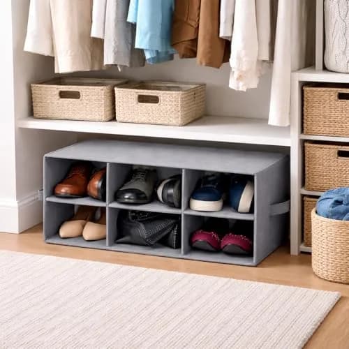 Sorbus Foldable 6-Section Shoe Cubby Organizer 63.5cm L x 25.4cm W x 26.7cm H | Holds 6 Pairs of Shoes for Closets & Entryways thumbnail 6
