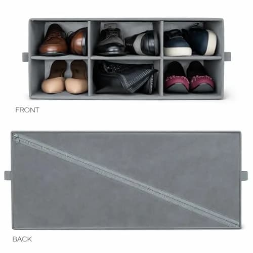 Sorbus Foldable 6-Section Shoe Cubby Organizer 63.5cm L x 25.4cm W x 26.7cm H | Holds 6 Pairs of Shoes for Closets & Entryways thumbnail 7
