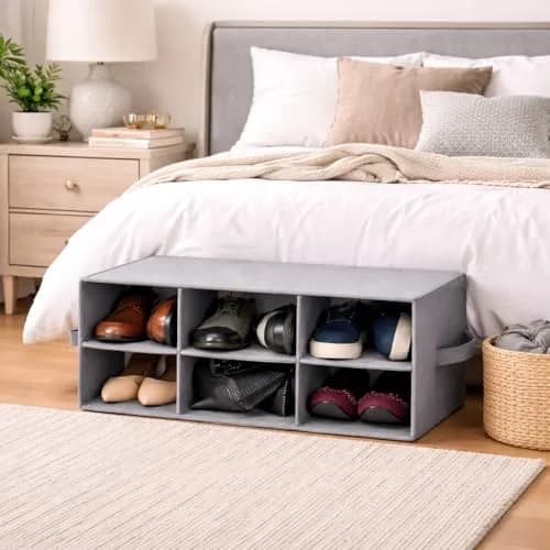 Sorbus Foldable 6-Section Shoe Cubby Organizer 63.5cm L x 25.4cm W x 26.7cm H | Holds 6 Pairs of Shoes for Closets & Entryways thumbnail 8