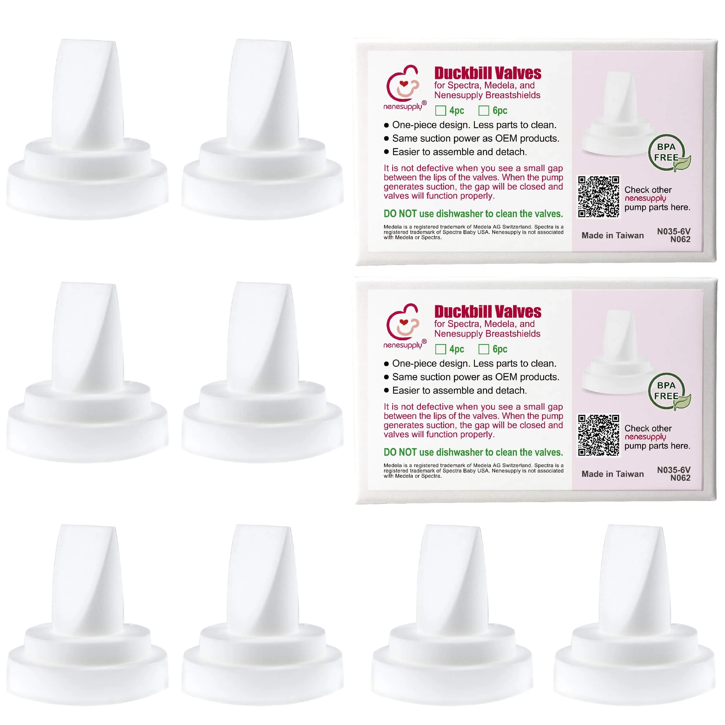 Nenesupply 8 pc Duckbill Valves for Medela & Spectra Breast Pumps | BPA-Free, EU Compliant — 8 pc
