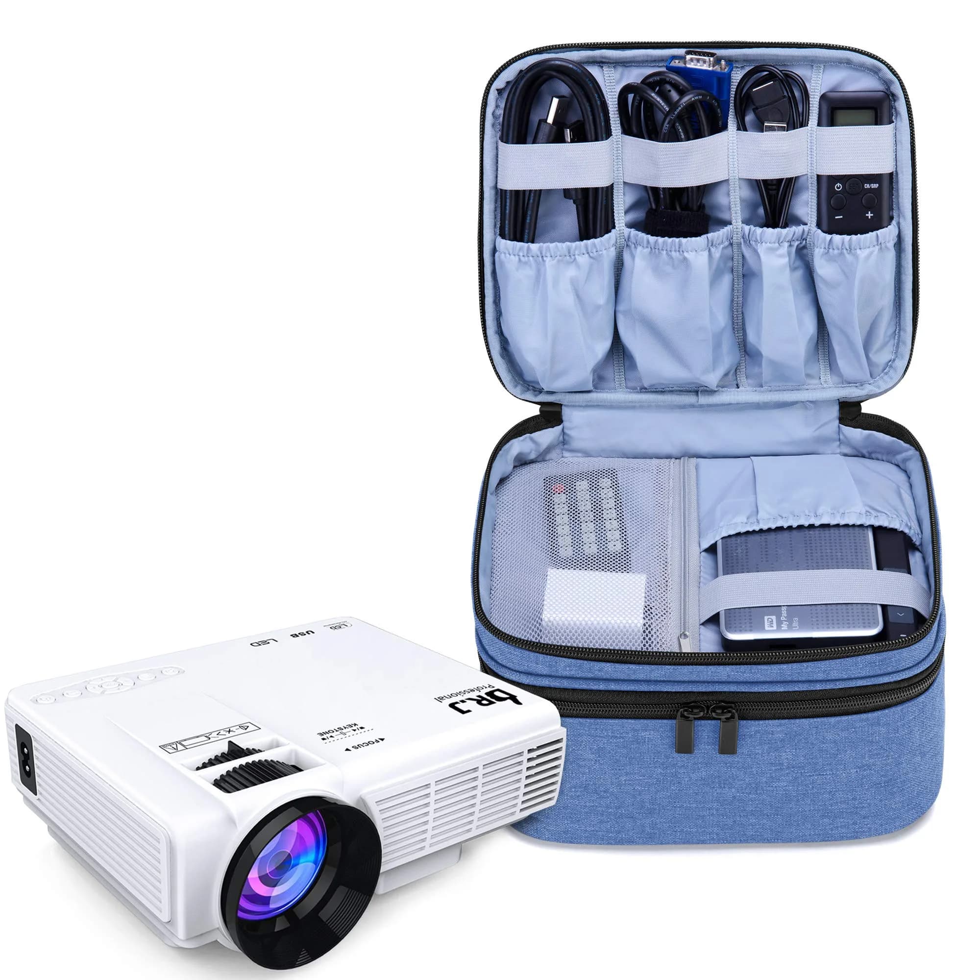 LUXJA Blue Carrying Bag Compatible with DR.J Mini Projector & Accessories | Portable Travel Case (20.3cm x 21cm x 16.5cm) - main product image
