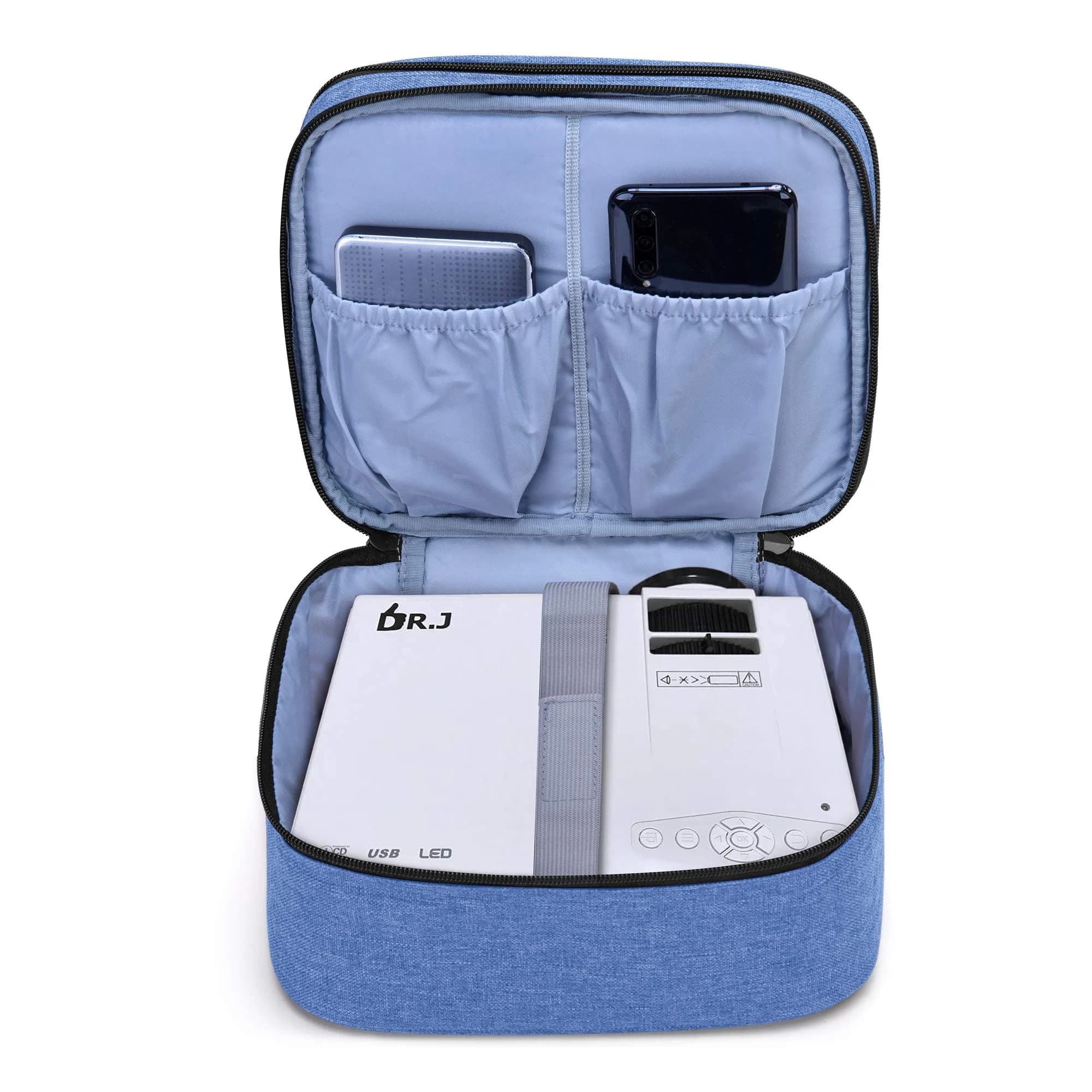 LUXJA Blue Carrying Bag Compatible with DR.J Mini Projector & Accessories | Portable Travel Case (20.3cm x 21cm x 16.5cm) - view 3