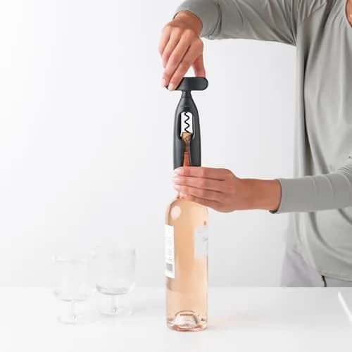 Brabantia Tasty+ Wine Bottle Opener Corkscrew Dark Gray | Easy Grip, Centering Ring, Fits All Regular Bottles thumbnail 2