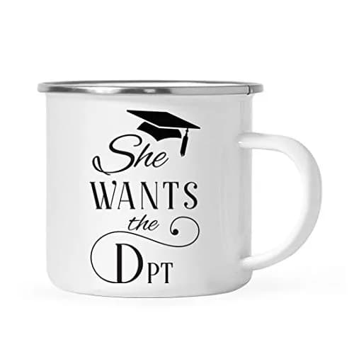 Andaz Press 11oz. Doctor of Physical Therapy Graduation Stainless Steel Campfire Coffee Mug Gift, She Wants The DPT, 1-Pack, Enamel Camping Cups for Graduates Students Class of 2025 thumbnail 1