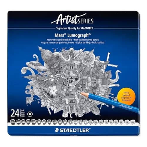 STAEDTLER Mars Lumograph Artist Pencil Set - Pack Of 24, Black | Premium German Drawing Pencils thumbnail 1