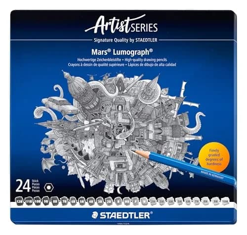 STAEDTLER Mars Lumograph Artist Pencil Set - Pack Of 24, Black | Premium German Drawing Pencils thumbnail 2