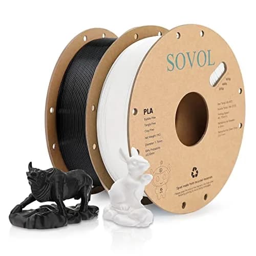 Sovol 3D Printer PLA Filament 2kg Spool Printing Materials, Black & White | 1.75mm, Vacuum Sealed, Environment Friendly thumbnail 1