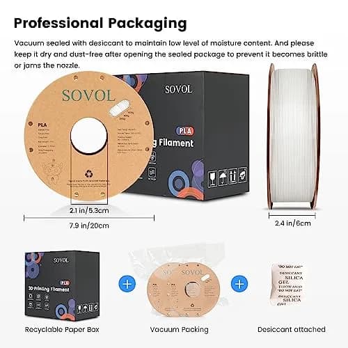 Sovol 3D Printer PLA Filament 2kg Spool Printing Materials, Black & White | 1.75mm, Vacuum Sealed, Environment Friendly thumbnail 5