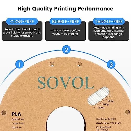 Sovol 3D Printer PLA Filament 2kg Spool Printing Materials, Black & White | 1.75mm, Vacuum Sealed, Environment Friendly thumbnail 2