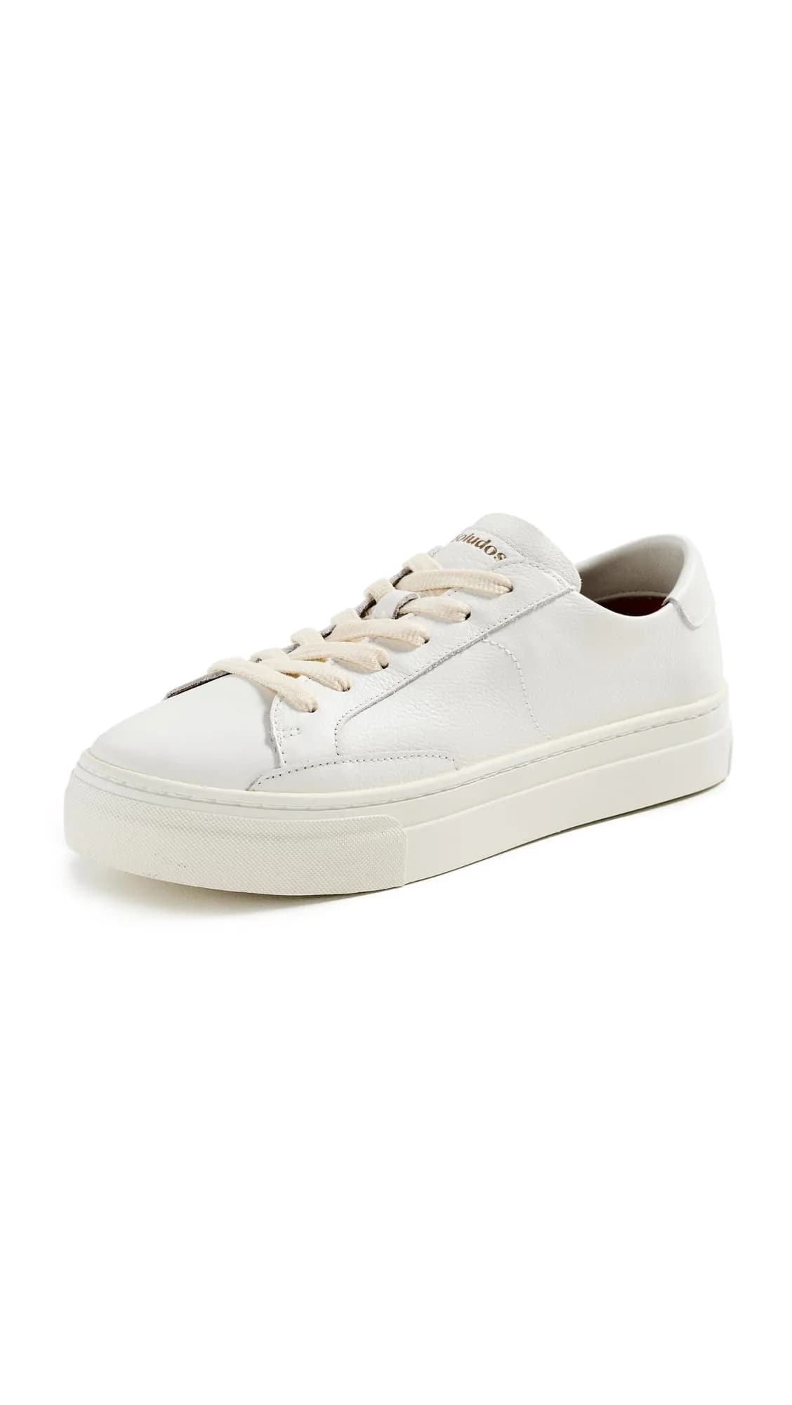 Soludos Ibiza Platform Leather Sneakers, Oasis White | All-Day Comfort & Height Boost