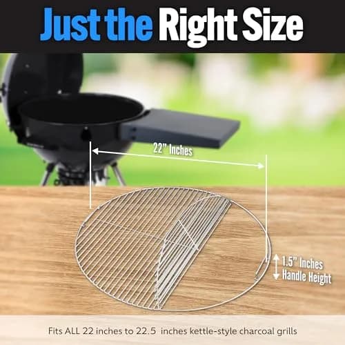 Slow 'N Sear EasySpin Charcoal Grill Cooking Grate 22" | Rust-Resistant Stainless Steel thumbnail 6